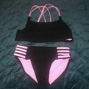 More Than Magic Black and Purple girls bikini Size M 7/8